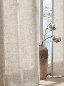 1 pièce Rideau de fenêtre de type lin naturel pour chambre à coucher et salon
