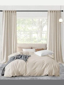 1 pièce Rideau de fenêtre de type lin naturel pour chambre à coucher et salon