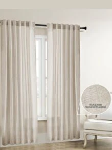 1 pièce Rideau de fenêtre de type lin naturel pour chambre à coucher et salon