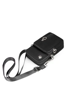 随机气球印花斜挎包/单肩包，适用于手机/钱包/收纳袋，2023新款迷你包，配有可调节肩带和金属/孔眼细节，轻便时尚，适合白领、大学生、上班族、商务人士、通勤上班族、周年纪念日、生日礼物、情人节礼物、教师节礼物，兼容手机，可作手机包/收纳袋。 - 黑色 - 查看 6