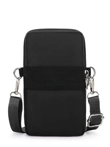 随机气球印花斜挎包/单肩包，适用于手机/钱包/收纳袋，2023新款迷你包，配有可调节肩带和金属/孔眼细节，轻便时尚，适合白领、大学生、上班族、商务人士、通勤上班族、周年纪念日、生日礼物、情人节礼物、教师节礼物，兼容手机，可作手机包/收纳袋。 - 黑色 - 查看 3