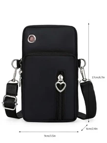 随机气球印花斜挎包/单肩包，适用于手机/钱包/收纳袋，2023新款迷你包，配有可调节肩带和金属/孔眼细节，轻便时尚，适合白领、大学生、上班族、商务人士、通勤上班族、周年纪念日、生日礼物、情人节礼物、教师节礼物，兼容手机，可作手机包/收纳袋。 - 黑色 - 查看 2