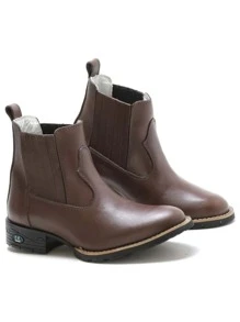 Bota Feminina RR Botas Texana Botina Country Em Couro Com Sola De Borracha Bico Redondo