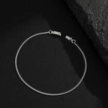 Pulseira Fininha Masculina Banhado A Prata 925 - 21 cm - Visão 2