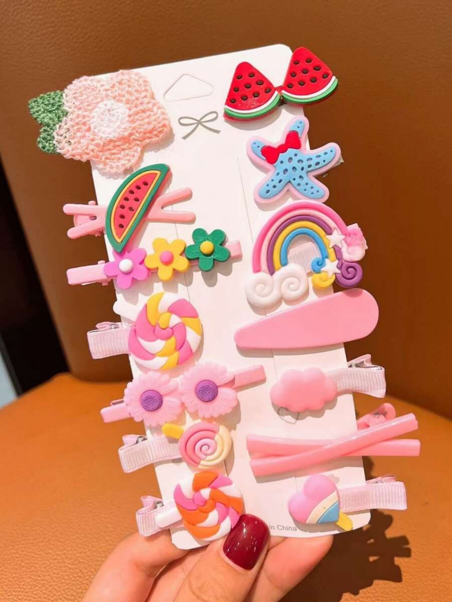 14 chiếc kẹp tóc dành cho nữ và tóc ngắn (Sự khác biệt màu sắc nhỏ đối với một số kiểu là bình thường) - Hồng - Xem 1