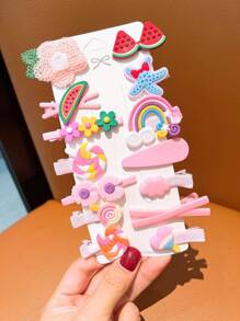 14 chiếc kẹp tóc dành cho nữ và tóc ngắn (Sự khác biệt màu sắc nhỏ đối với một số kiểu là bình thường) - Hồng - Xem 3