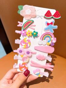 14 chiếc kẹp tóc dành cho nữ và tóc ngắn (Sự khác biệt màu sắc nhỏ đối với một số kiểu là bình thường) - Hồng - Xem 4