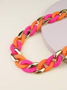 1入組夏季沙灘彩色大扣飾粗鏈條樣式項鍊適用於女性日常禮品