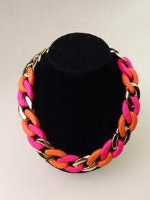 1入組夏季沙灘彩色大扣飾粗鏈條樣式項鍊適用於女性日常禮品