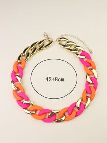 1入組夏季沙灘彩色大扣飾粗鏈條樣式項鍊適用於女性日常禮品