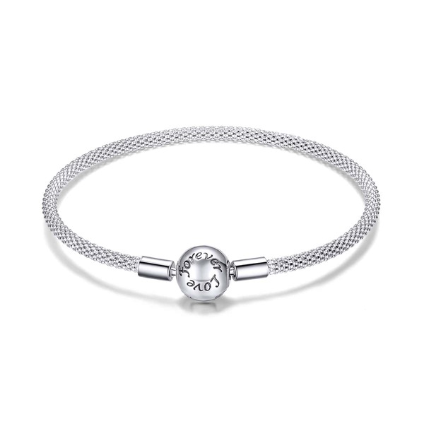 bamoer 1 pieza 925 Plata esterlina pulseras de cadena de serpiente clásica del amor para mujeres con dijes de abalorios joyería fina para hacer usted mismo 17CM 19CM SCB105