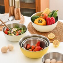 Bát đựng salad trái cây bằng thép không gỉ có cân, bát ăn nhẹ, chậu rửa rau củ, bát đánh trứng, bát mì dùng trong gia đình - gừng - Xem 3