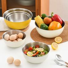 Bát đựng salad trái cây bằng thép không gỉ có cân, bát ăn nhẹ, chậu rửa rau củ, bát đánh trứng, bát mì dùng trong gia đình - gừng - Xem 5