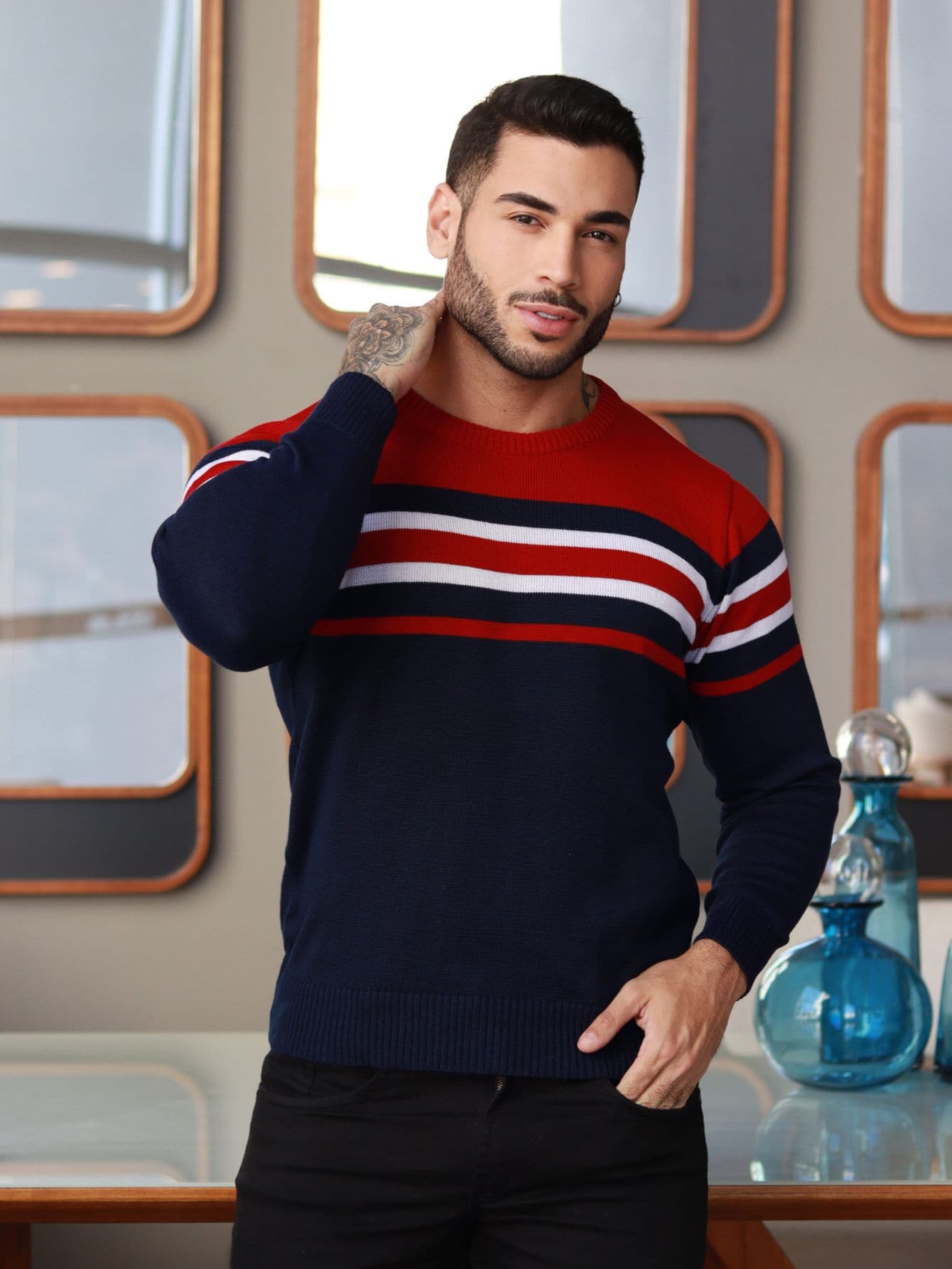 TRICOT DE LUXO Men Sweaters - Màu xanh lam - Xem 1