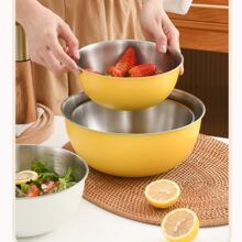 Bát đựng salad trái cây bằng thép không gỉ có cân, bát ăn nhẹ, chậu rửa rau củ, bát đánh trứng, bát mì dùng trong gia đình - gừng - Xem 7