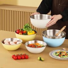 Bát đựng salad trái cây bằng thép không gỉ có cân, bát ăn nhẹ, chậu rửa rau củ, bát đánh trứng, bát mì dùng trong gia đình - gừng - Xem 9