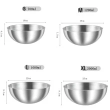 Bát đựng salad trái cây bằng thép không gỉ có cân, bát ăn nhẹ, chậu rửa rau củ, bát đánh trứng, bát mì dùng trong gia đình - gừng - Xem 2