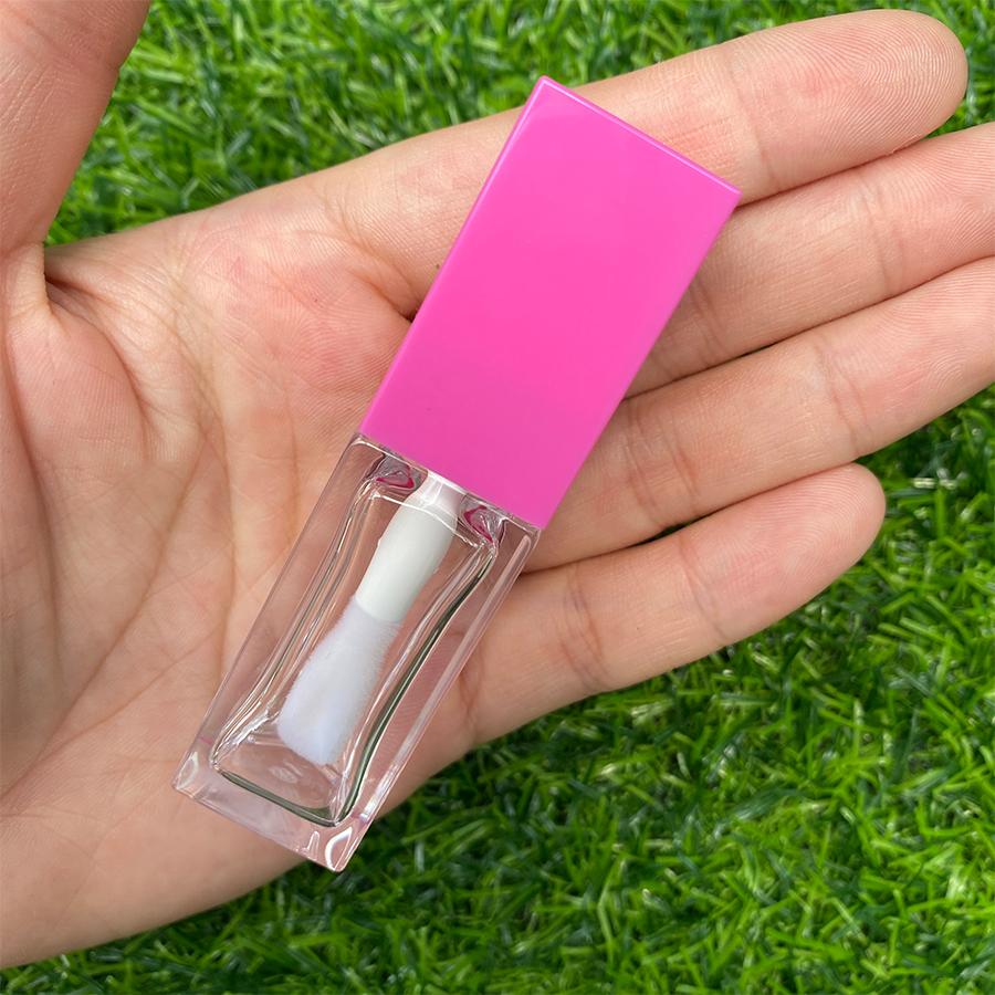 8ml gold hot pink clear Square thick wand Lip Gloss Tube big Brush Concealer bottle lip oil