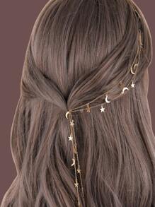 1/2pcs Copper Chain & Iron Plate Hair Clip, Suitable For Daily Wear, Head Accessories - Silver - View 6
