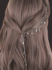 1/2pcs Copper Chain & Iron Plate Hair Clip, Suitable For Daily Wear, Head Accessories - Silver - View 5