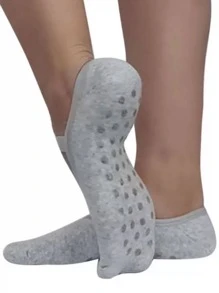 Kit1 ,2 ,3 PARES Meia Pilates Algodão Feminina Com Antiderrapante Colorida Adulto Lisa YOGA - Multicolorido - Visão 3