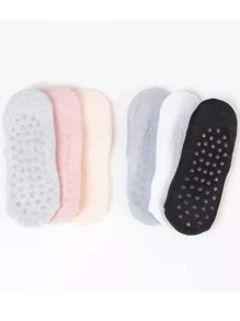 Kit1 ,2 ,3 PARES Meia Pilates Algodão Feminina Com Antiderrapante Colorida Adulto Lisa YOGA - Multicolorido - Visão 5