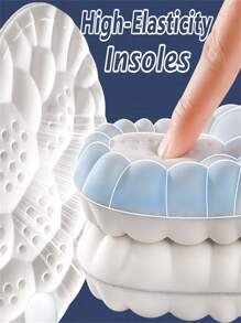1對4d運動鞋墊,柔軟、透氣、高彈性、吸震、乳膠按摩鞋墊,適用於男女 - 灰色 - 查看 4