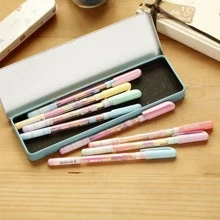 Set de 6 piezas de artículos de papelería de colores tipo caramelo coreanos que incluye 6 colores de bolígrafos de acuarela, de vuelta a la escuela