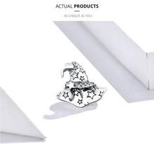 WOSTU 925純銀萬聖節系列帽銀原始吊墜適用於DIY首飾類女性女孩禮品