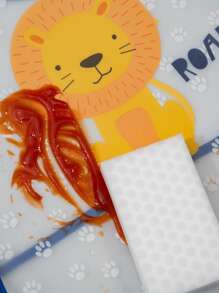 2入組卡通動物圖案PEVA防水圍兜適用於嬰兒餵養 - 藍色 - 查看 7