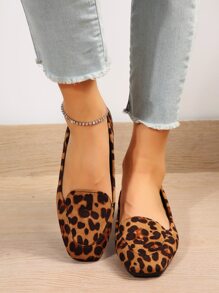 Fashionable & Comfortable Brown Leopard Print Flat Shoes - Brown - View 1