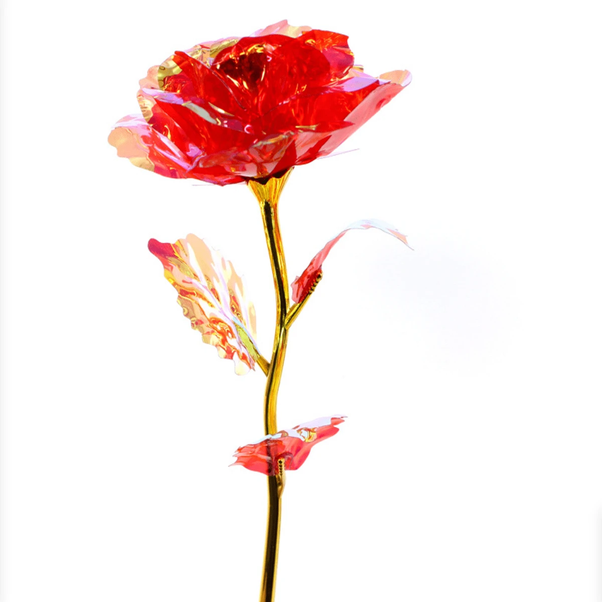 24k金葉金玫瑰花:送給妻子和女友的生日禮物、母親節和聖誕節禮物,家庭裝飾和朋友禮物 - 紅色 - 查看 1