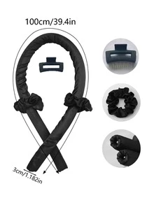 1入組不熱捲髮器,適用於睡眠中的長髮捲髮器,包含捲髮棒、髮夾、髮圈、緞帶,diy髮型工具套件