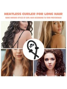 1入組不熱捲髮器,適用於睡眠中的長髮捲髮器,包含捲髮棒、髮夾、髮圈、緞帶,diy髮型工具套件