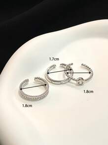 3pcs/set Simple Rhinestone Inlaid Bead Ring For Women, Perfect For Dating And Vacation Gift - Silver - View 3