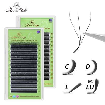 Glamlash 12 Hàng Mi Giả Hình Chữ W C/DL/LU/M 0.07mm Mi Quạt 3D Làm Sẵn Mi Kiểu Chữ W Mi Giả Mink Mi Giả Mi Tự Nhiên Cụm Mi, Cụm Mi, Lông Mi Riêng Lẻ, Lông Mi, Lông Mi Giả