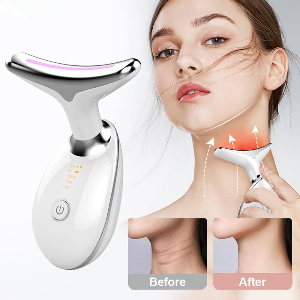 Neck Face Beauty Device EMS Neck Face Lifting Massager Skin Tighten Device LED Photon Therapy Anti Wrinkle Double Chin Remover, Therapy-For-Face And Neck, Skin Care Tool Husehold Face Care Machine For Women