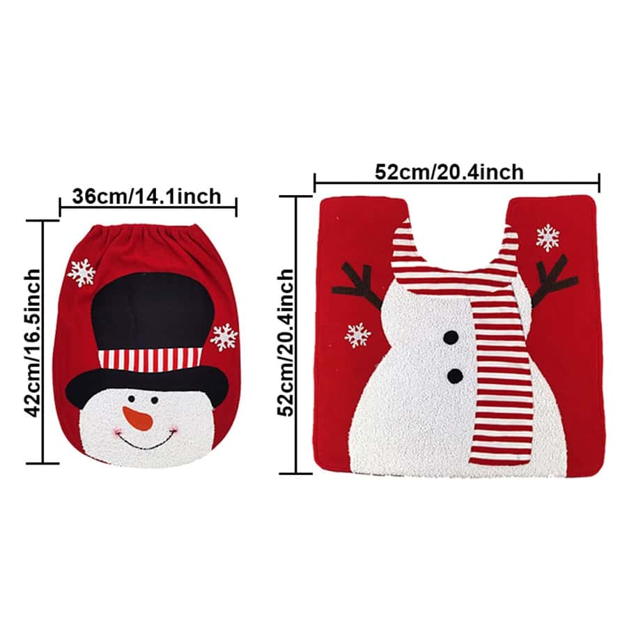 2Pcs Christmas Bathroom Toilet Seats Christmas Toilet Seat Covers Xmas