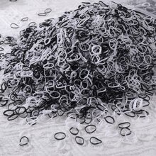 500Pcs Girls Colorful Mini Disposable Rubber Band Hair Ties Suitable For Daily Use - Black and White - View 3