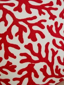 1入組海洋風格羊毛刺繡珊瑚枕套適用於家庭裝飾 - 紅色 - 查看 5