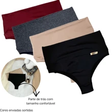 kit com 4 Calcinha cinta Vivi pala compressão pós parto prende barriga suplex cós - Multicolorido - Visão 2