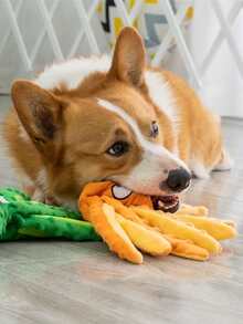 1 Pieza Juguete De Peluche Para Perro Con Forma De Pulpo Con Squeaker Y Sonajero Incorporado, Color Aleatorio - Multicolor - Ver 2