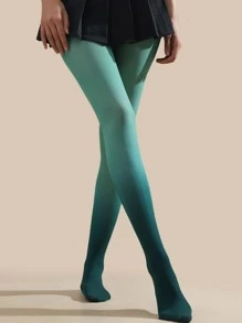 1pc Green Gradient Colored Tights, Pure Temptation Style, Velvet Texture, Suitable For Summer And Winter, Millennial Niche Fishnets - Multicolor - View 4