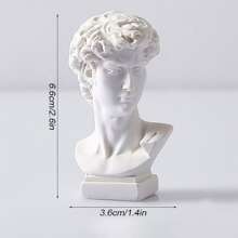 1入組迷你版David上半身雕像，著名希臘人物人像雕塑，樹脂製人頭裝飾模型：為您的家居裝飾增添藝術氣息！ - 白色 - 查看 4