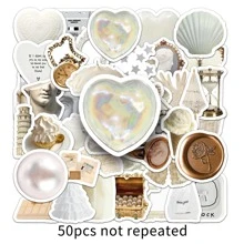 50 张白色 Ins 风格可爱涂鸦图案卡通动漫 Guka 儿童贴纸可爱时尚爱心涂鸦防水贴纸适用于笔记本电脑水瓶滑板手机 - 白色 - 查看 8