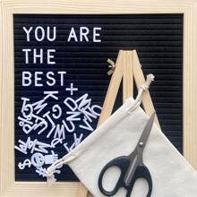 信封板,毛氈信封板,10x10英寸可更換信封板與340個白色字母,毛氈留言板,用於嬰兒公告、辦公室裝飾的信封板,附有架子和更多的毛氈信封板,黑色信封板 - 彩色 - 查看 1