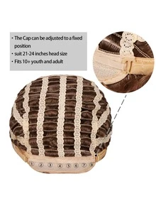 合成頭髮 9 英寸長棕色捲髮男士假髮適合日常派對使用迪斯科嬉皮搖滾 70 年代 80 年代派對角色扮演假髮無膠耐熱時尚柔軟纖維頭髮高密度自然外觀常規日常假髮拿破崙服裝假髮 - 棕色 - 查看 7