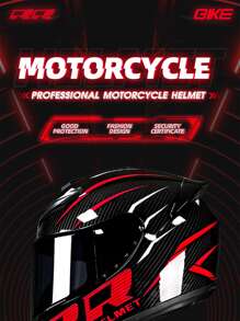 QIKE 1 pieza fibra de carbon textura pleno cara casco para motocicleta - Negro - Ver 2