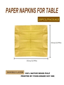 20 pièces Serviettes carrées jetables dorées, 33*33cm, convient pour les fêtes, la maison, les pique-niques, etc., Noël