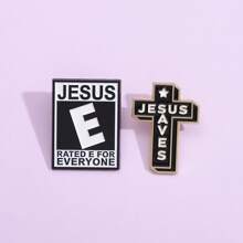 2入組耶穌救贖標誌彩釉別針經典復古胸針帽子衣物背包配飾禮品別針，適合兒童和朋友